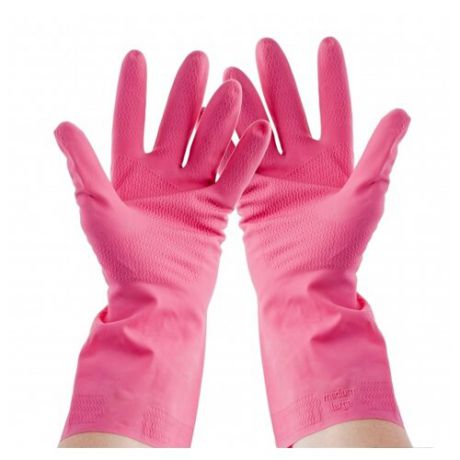 Перчатки ROZENBAL для дома тонкие, 1 пара, размер M, цвет розовый