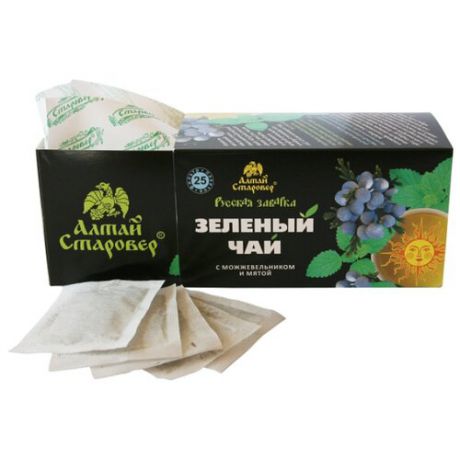 Чай зеленый Алтай старовер Русская заварка в пакетиках, 25 шт.