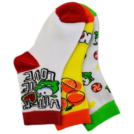 Носки Борисоглебский трикотаж комплект 3 пары размер 16-18, жёлтый/зелёный/красный