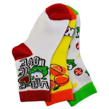 Носки Борисоглебский трикотаж комплект 3 пары размер 18-20, жёлтый/зелёный/красный
