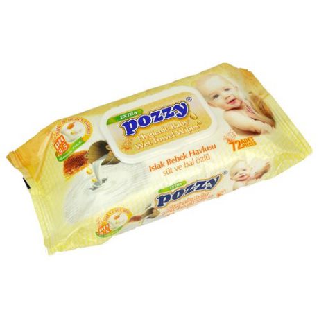 Влажные салфетки Pozzy с экстрактом молока и меда 72 шт.