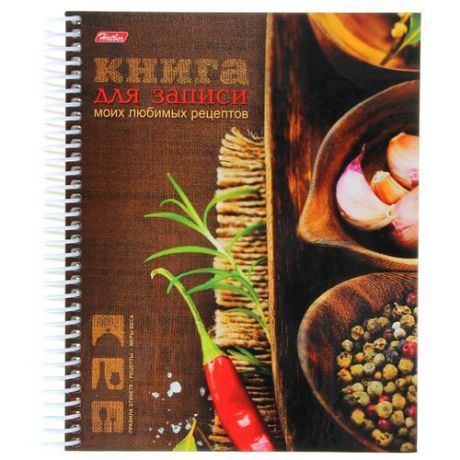 Записная книжка Hatber для кулинарных рецептов Любимые рецепты, 80 листов, коричневый