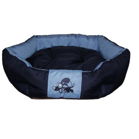 Лежак для собак ЗверьПостель Линия Эко с отделкой 65х55 см 65х55 см синий/бежевый
