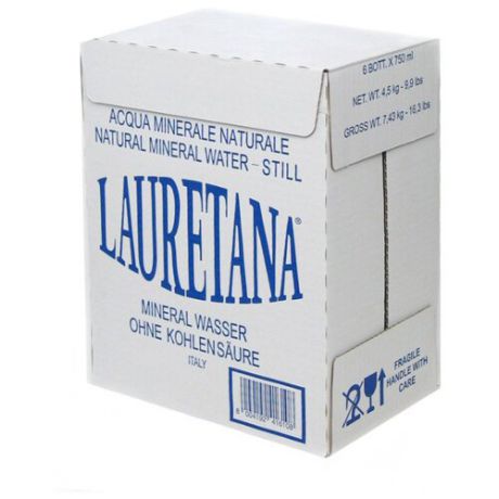 Вода минеральная Lauretana Blue негазированная, стекло, 6 шт. по 0.75 л