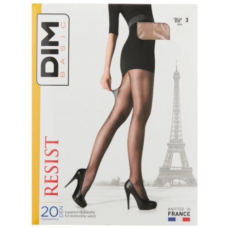 Колготки DIM Basic Resist 20 den, размер 3, телесный