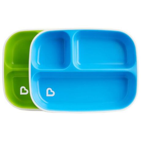 Комплект посуды Munchkin Цветные тарелки секционные (12448) голубой/зеленый