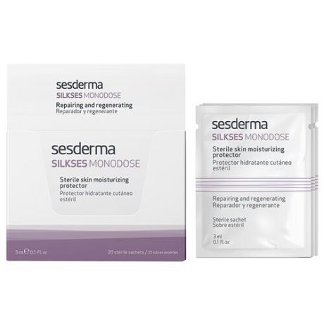 SesDerma Silkses Monodose Sterile Skin Moisturizing Protector Увлажняющий крем-протектор в индивидуальных упаковках для лица, 3 мл (20 шт.)