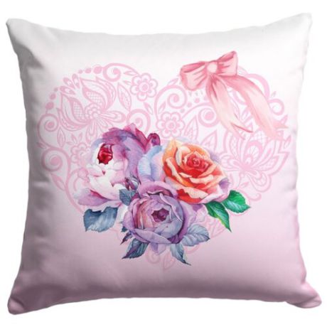 Чехол для подушки Arya 23, 43х43 см розовый/фиолетовый/зеленый