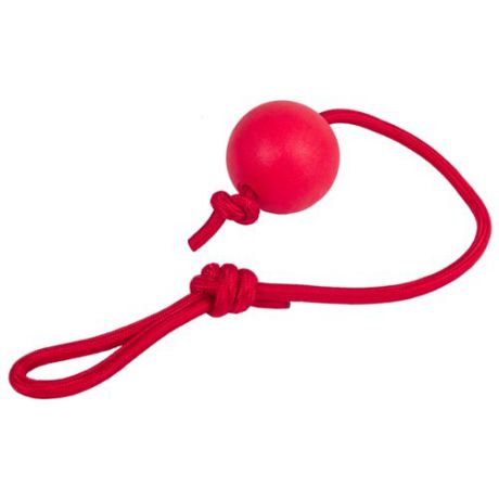 Мячик для собак КАСКАД STRONG на веревке (27799100) красный