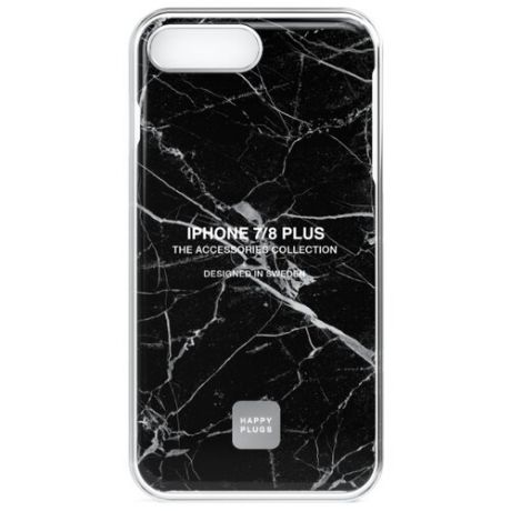 Чехол Happy Plugs 9152 + защитная пленка для Apple iPhone 7 Plus/iPhone 8 Plus Black Marble