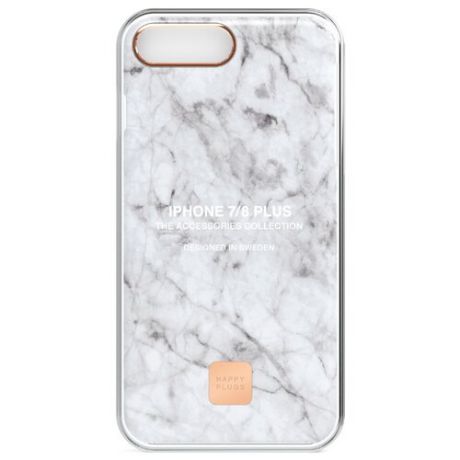 Чехол Happy Plugs 9150 + защитная пленка для Apple iPhone 7 Plus/iPhone 8 Plus white marble