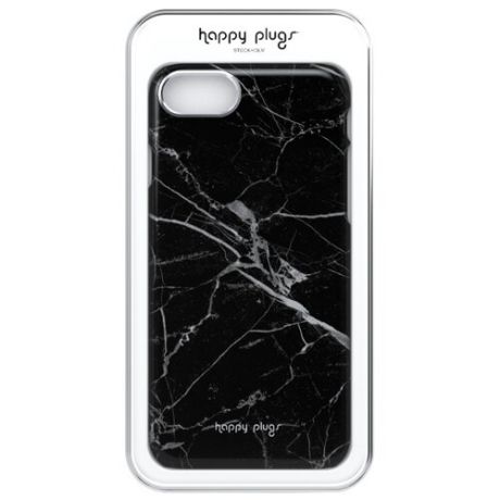 Чехол Happy Plugs 9142 + защитная пленка для Apple iPhone 7/iPhone 8 Black Marble