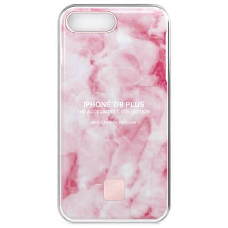 Чехол Happy Plugs 9151 + защитная пленка для Apple iPhone 7 Plus/iPhone 8 Plus pink marble