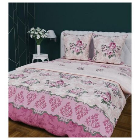 Постельное белье 2-спальное с евро простыней Текстильная лавка Букетики 70 x 70 бязь розовый