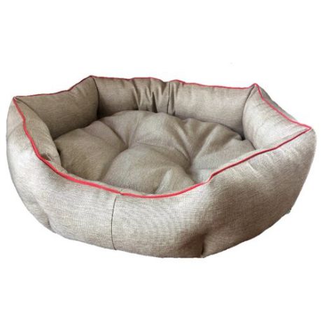 Лежак для собак ЗверьПостель Линия Эко 65х55 см 65х55 см бежевый/красный кант