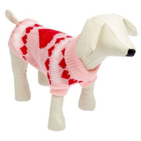 Свитер для собак Пижон размер 12 розовый с сердечками