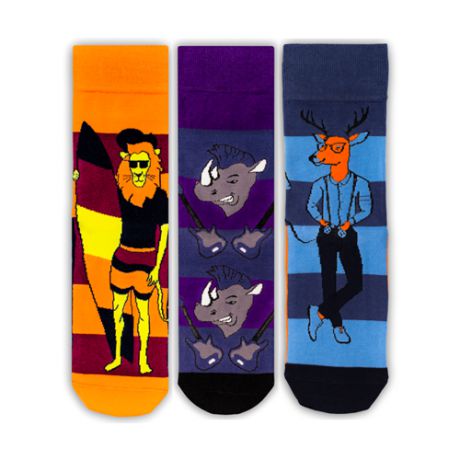 Носки Праздничный комплект Tatem socks, 36-40 размер, синий/фиолетовый/оранжевый