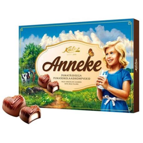 Набор конфет Kalev Anneke, молочный шоколад, 204г синий/зеленый