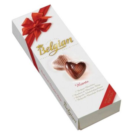 Набор конфет The Belgian Сердечки, молочный шоколад, 65г белый