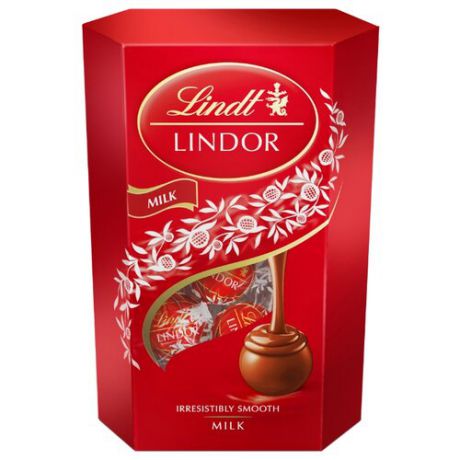 Набор конфет Lindt Линдор Молочный, молочный шоколад, 200г красный