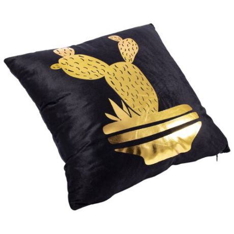 Чехол для подушки Русские подарки 76318, 45 х 45 см черный/золотой