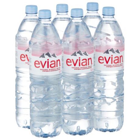 Вода минеральная Evian негазированная, ПЭТ, 6 шт. по 1.5 л