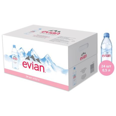 Вода минеральная Evian негазированная, ПЭТ, 24 шт. по 0.5 л