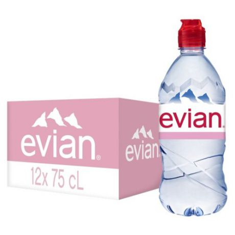 Вода минеральная Evian негазированная, спорт ПЭТ, 12 шт. по 0.75 л
