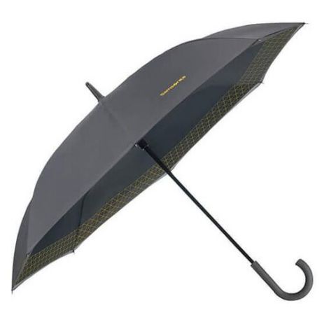 Зонт-трость Samsonite Up Way (8 спиц, ручка-крюк) серый / желтый