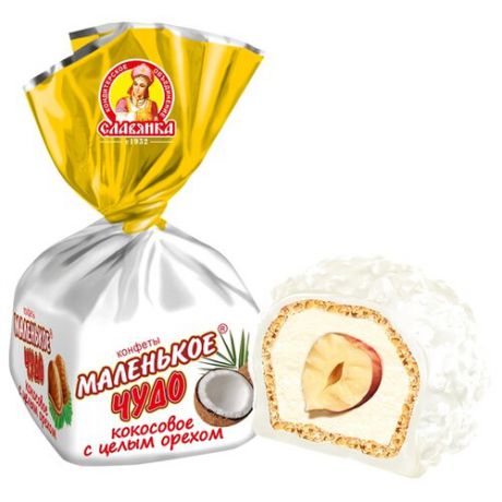 Конфеты Славянка Маленькое чудо, кремовая начинка, кокосовый вкус, пакет 203 г