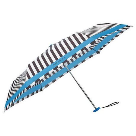 Зонт механика Samsonite R-Pattern (6 спиц, маленькая ручка) черно-белая полоска/синий