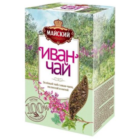 Чай зеленый Майский Иван-чай с мелиссой и мятой, 75 г
