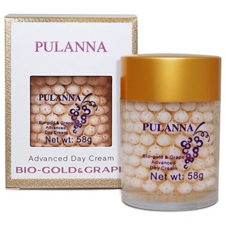 PULANNA Bio-gold & Grape Advanced Day Cream Дневной защитный крем для лица на основе био-золота и винограда, 58 г