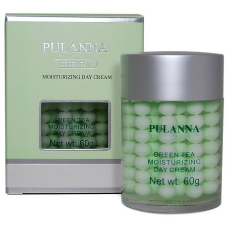 PULANNA Green Tea Moisturizing Day Cream Увлажняющий защитный дневной крем для лица с зелёным чаем, 60 г