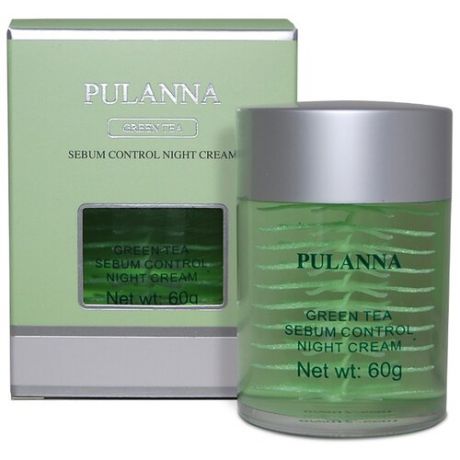 PULANNA Green Tea Sebum Control Night Cream Ночной крем для лица себум-контроль с зелёным чаем, 60 г
