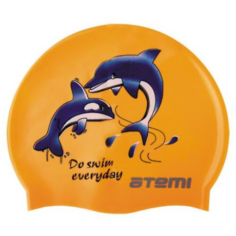Шапочка для плавания ATEMI PSC401 оранжевый 56-65 см