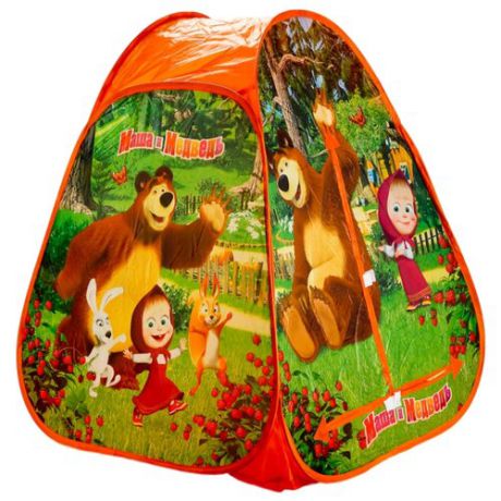 Палатка Играем вместе Маша и медведь конус в сумке GFA-МВ01-R оранжевый