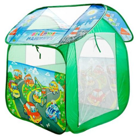 Палатка Играем вместе Веселые машинки домик в сумке GFA-AUTO-R зеленый