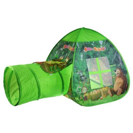 Палатка Играем вместе Маша и медведь с тоннелем в сумке GFA-TONMB01-R зеленый