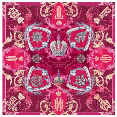 Платок Русские в моде by Nina Ruchkina Императорский маршрут пурпурный розовый/красный