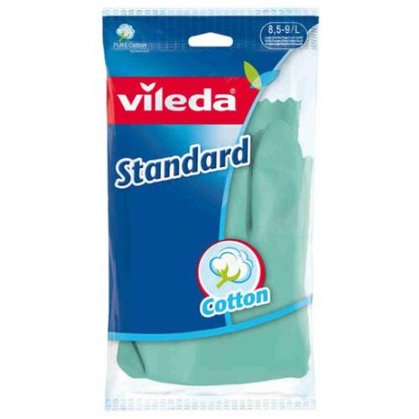 Перчатки Vileda Standard, 1 пара, размер L, цвет зеленый