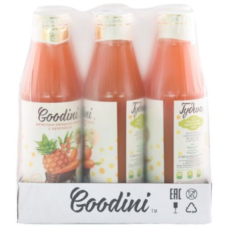 Сок Goodini Фруктово-овощная смесь с облепихой, без сахара, 0.75 л, 6 шт.