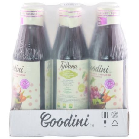 Сок Goodini Ягодная смесь с овощами и шпинатом, без сахара, 0.75 л, 6 шт.