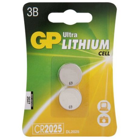 Батарейка GP Ultra Lithium Cell CR2025 2 шт блистер