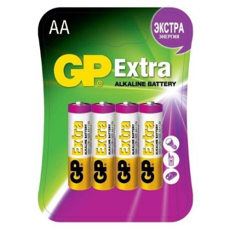 Батарейка GP Extra Alkaline AA 4 шт блистер