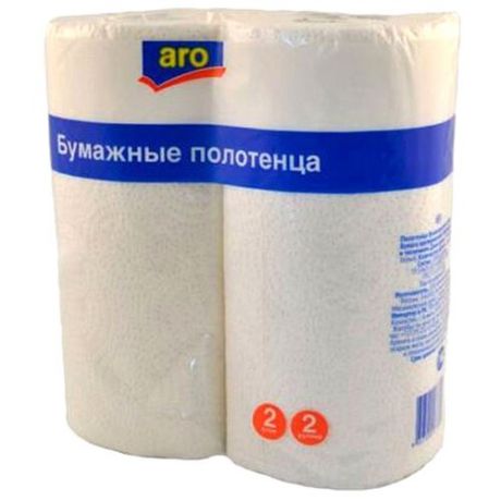 Полотенца бумажные ARO белые двухслойные, 2 рул.