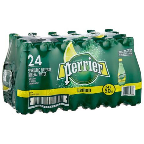 Минеральная вода Perrier газированная, со вкусом лимона, ПЭТ, 24 шт. по 0.5 л