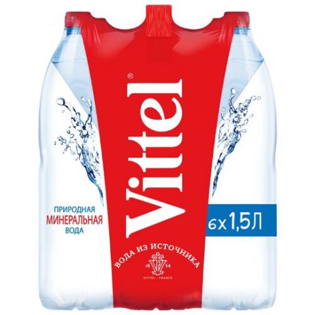 Минеральная вода Vittel негазированная, ПЭТ, 6 шт. по 1.5 л