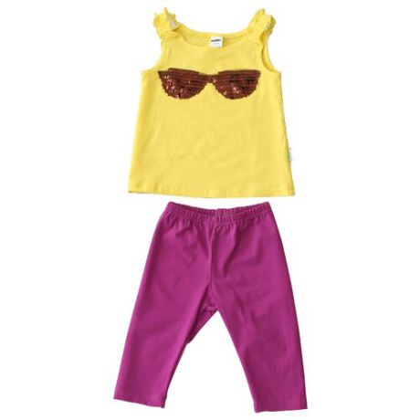 Комплект одежды looklie размер 98-104, лимонный/фиолетовый