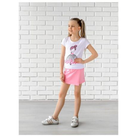 Комплект одежды looklie размер 122-128, бело-розовый